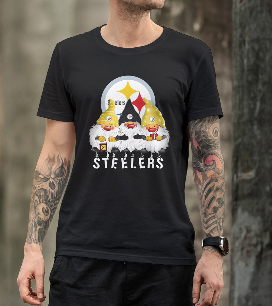 Steelers Merry Christmas Happy Holidays Gnomes T-Shirt