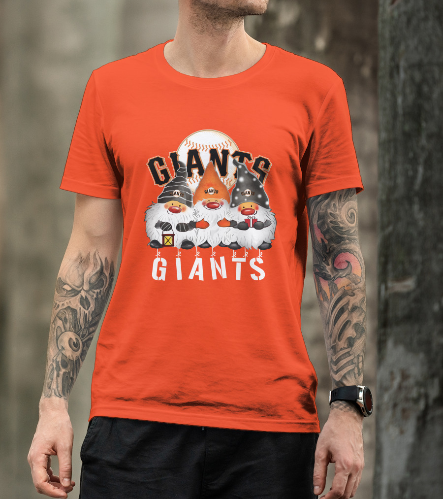 San Francisco Giants Merry Christmas Happy Holidays Giants Gnomes Baseball T-Shirt