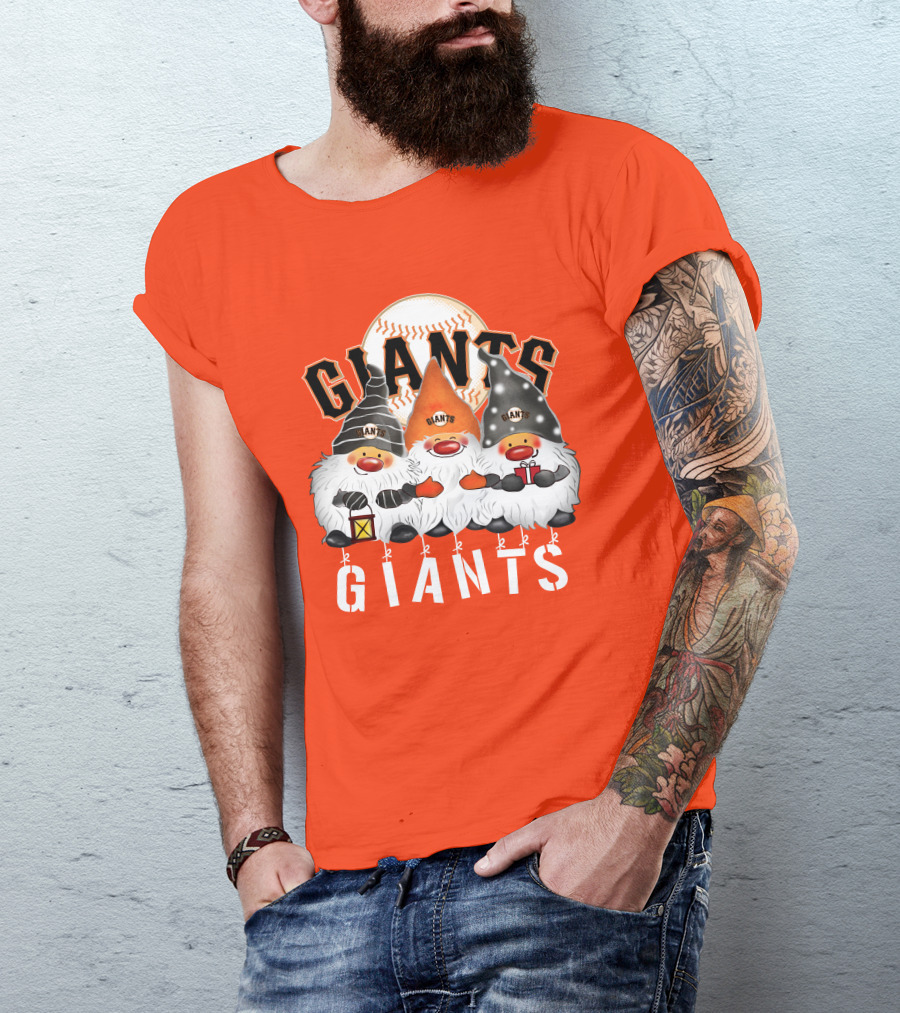 San Francisco Giants Merry Christmas Happy Holidays Giants Gnomes Baseball T-Shirt