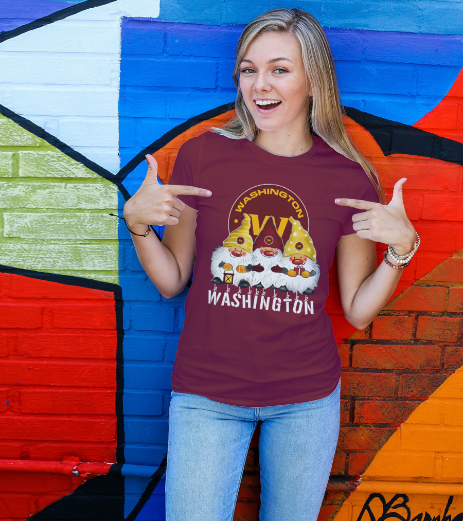 Washington Football Team Christmas Holiday Gnomes W T-Shirt