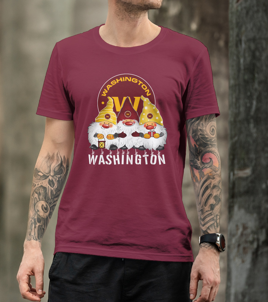 Washington Football Team Christmas Holiday Gnomes W T-Shirt