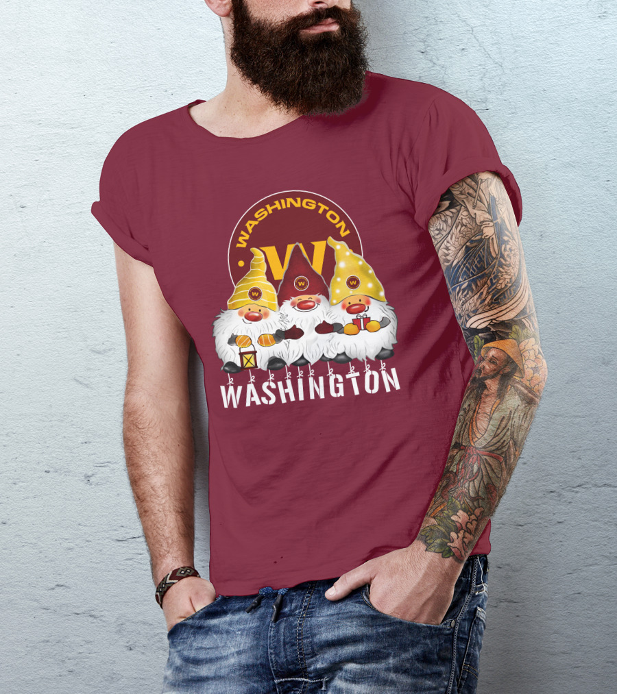 Washington Football Team Christmas Holiday Gnomes W T-Shirt