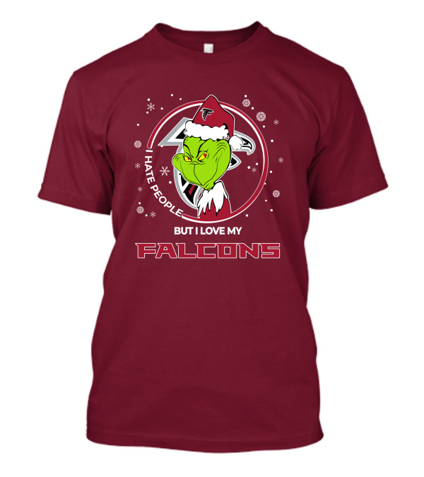 Christmas Grinch Santa I Hate People But I Love My Falcons T-Shirt