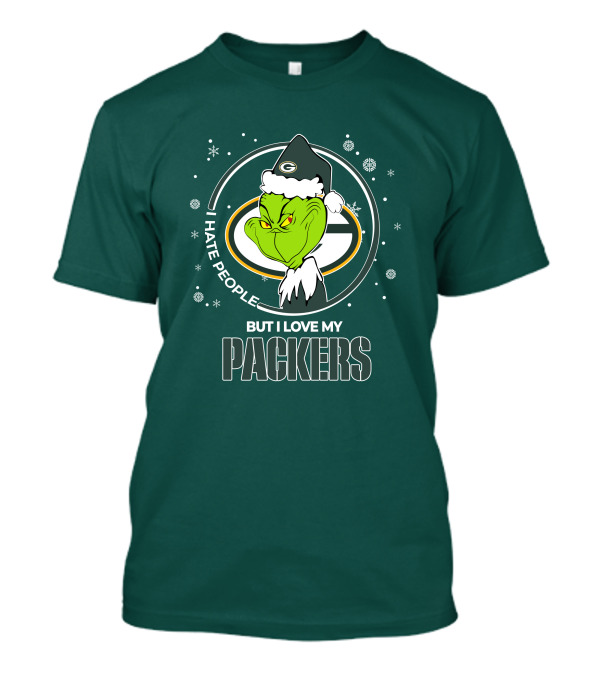 Christmas Grinch Santa I Hate People But I Love My Packers T-Shirt