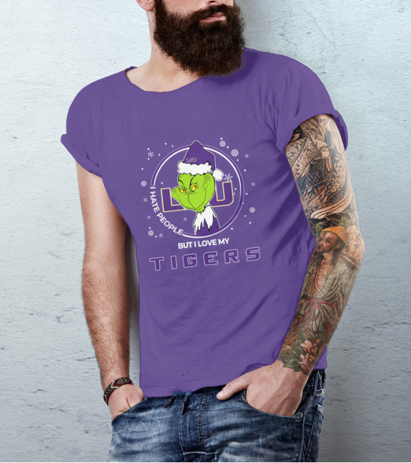 Grinch Santa I Hate People But I Love My LSU Tigers T-Shirt