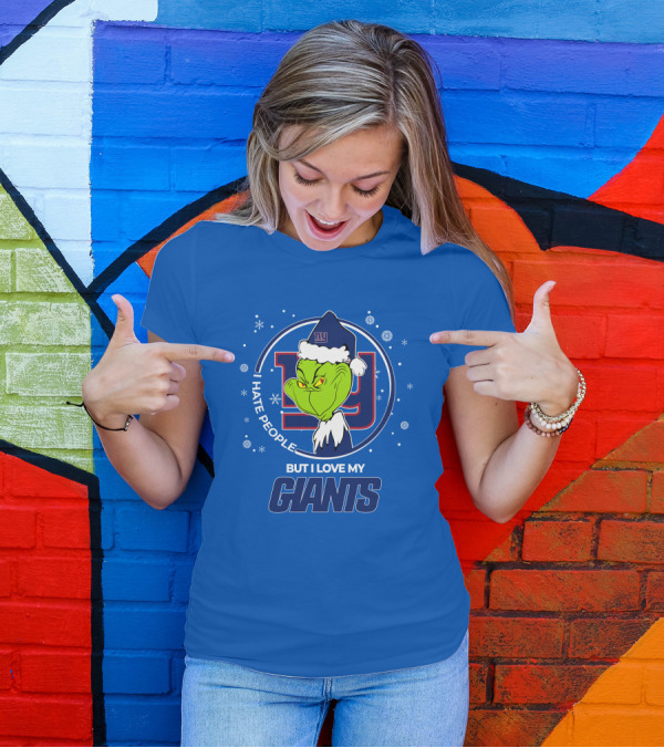 Grinch Santa I Hate People But I Love My New York Giants T-Shirt