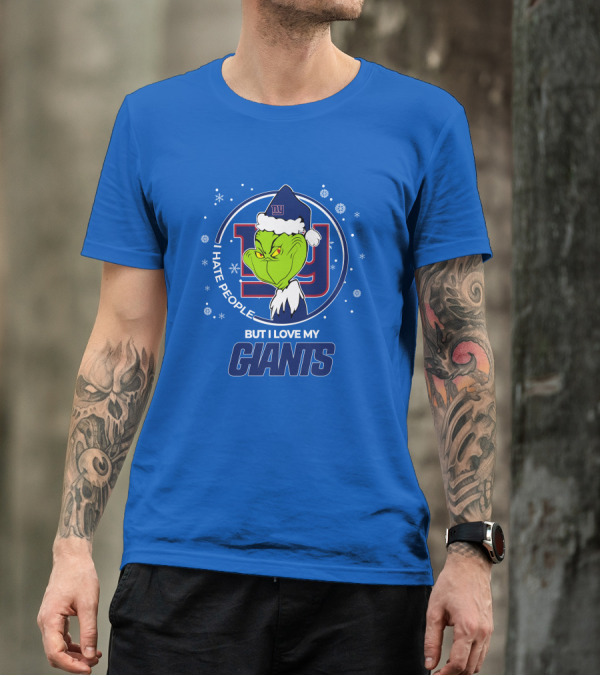 Grinch Santa I Hate People But I Love My New York Giants T-Shirt