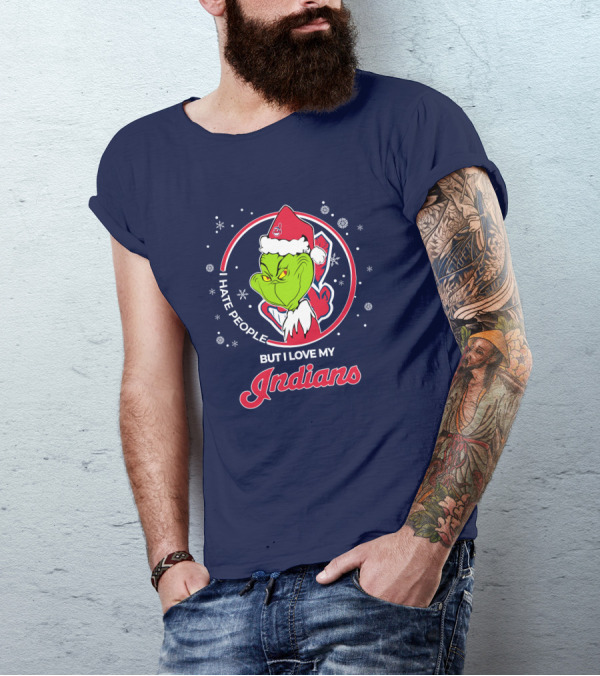 I Hate People But I Love My Indians Christmas Grinch Santa T-Shirt