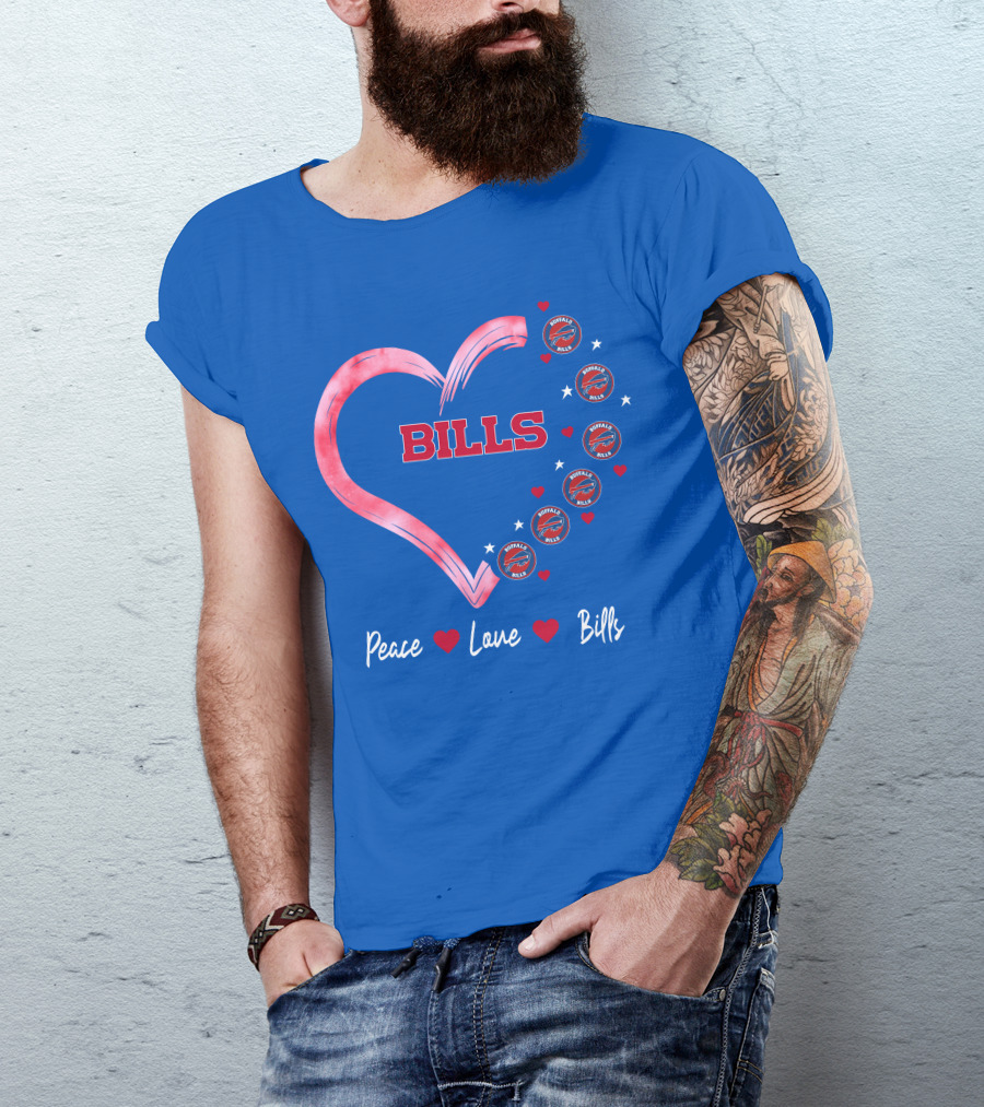 Peace Love Bills Heart Logo Buffalo Bills T-Shirt