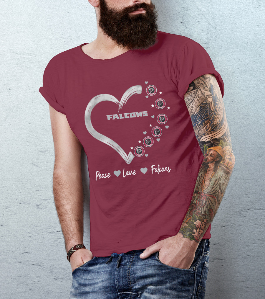 Peace Love Falcons Heart With Atlanta Falcons T-Shirt
