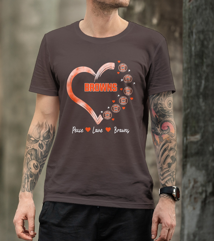 Peace Love Heart Browns Cleveland Browns T-Shirt
