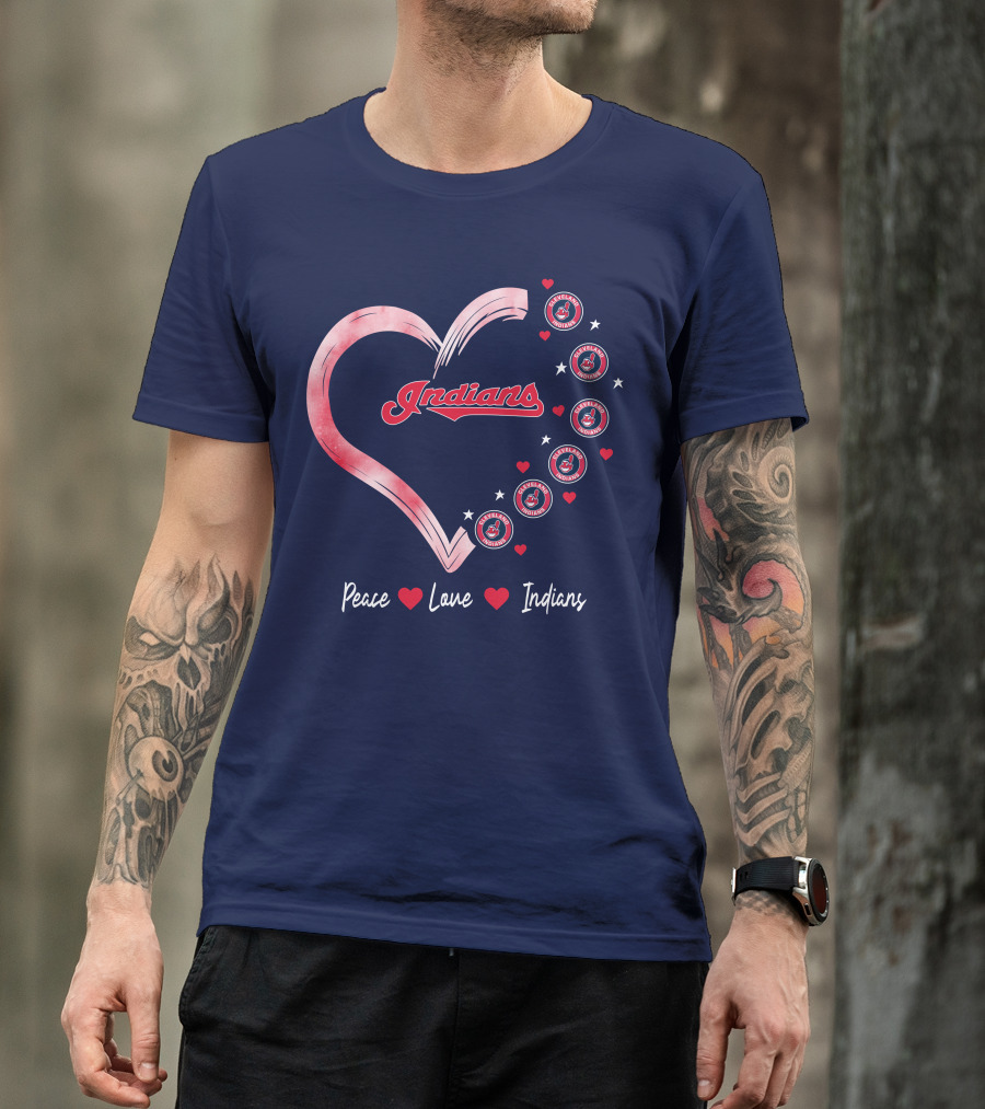 Peace Love Indians Heart Cleveland Indians T-Shirt