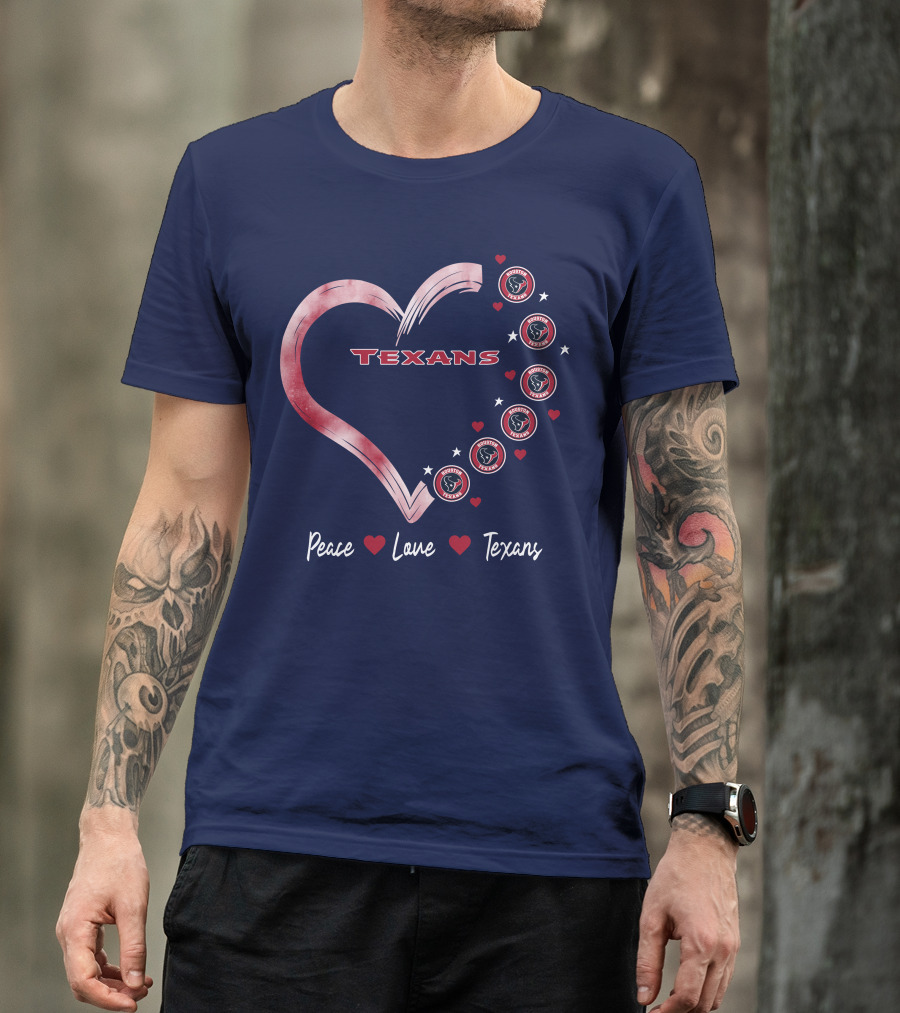 Peace Love Heart Houston Texans T-Shirt