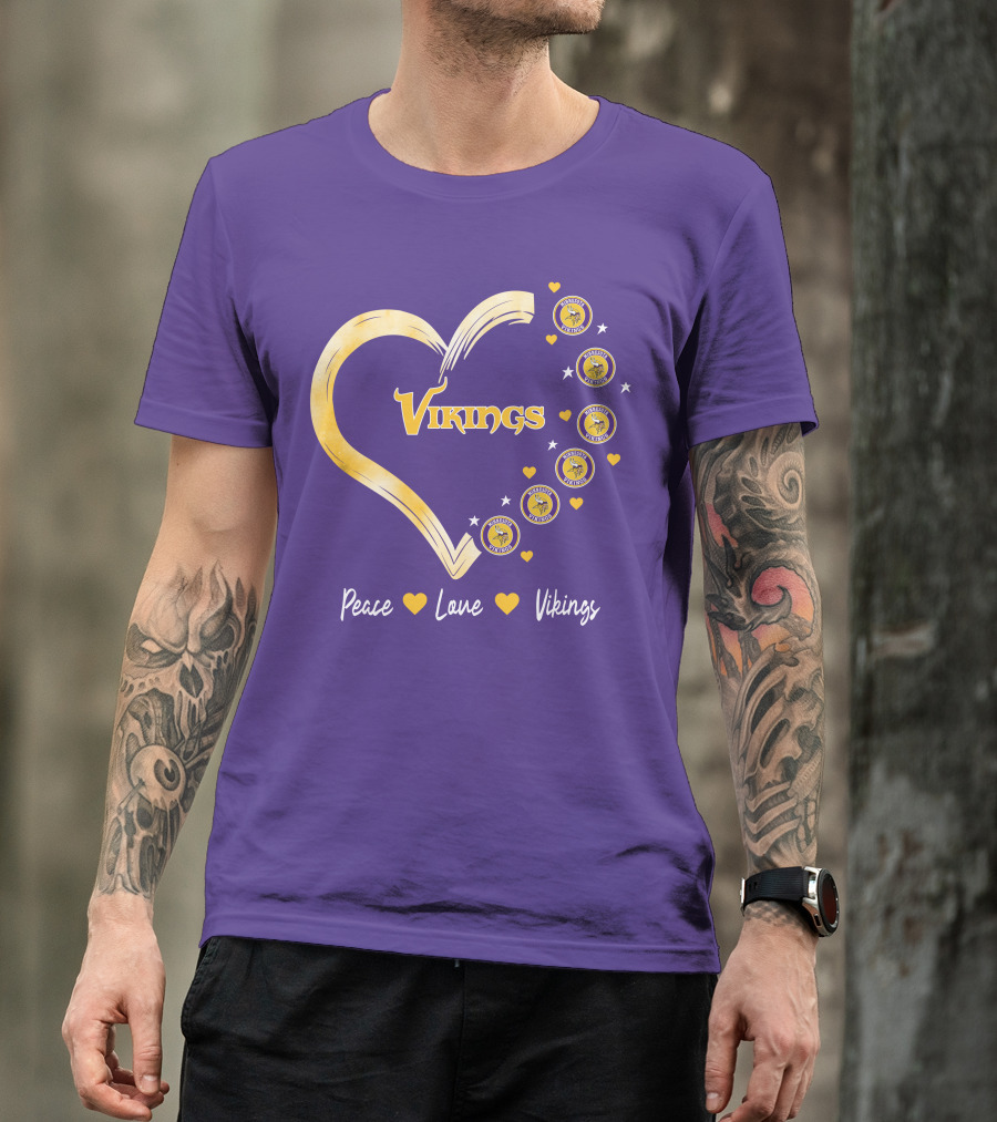 Peace Love Minnesota Vikings Heart T-Shirt