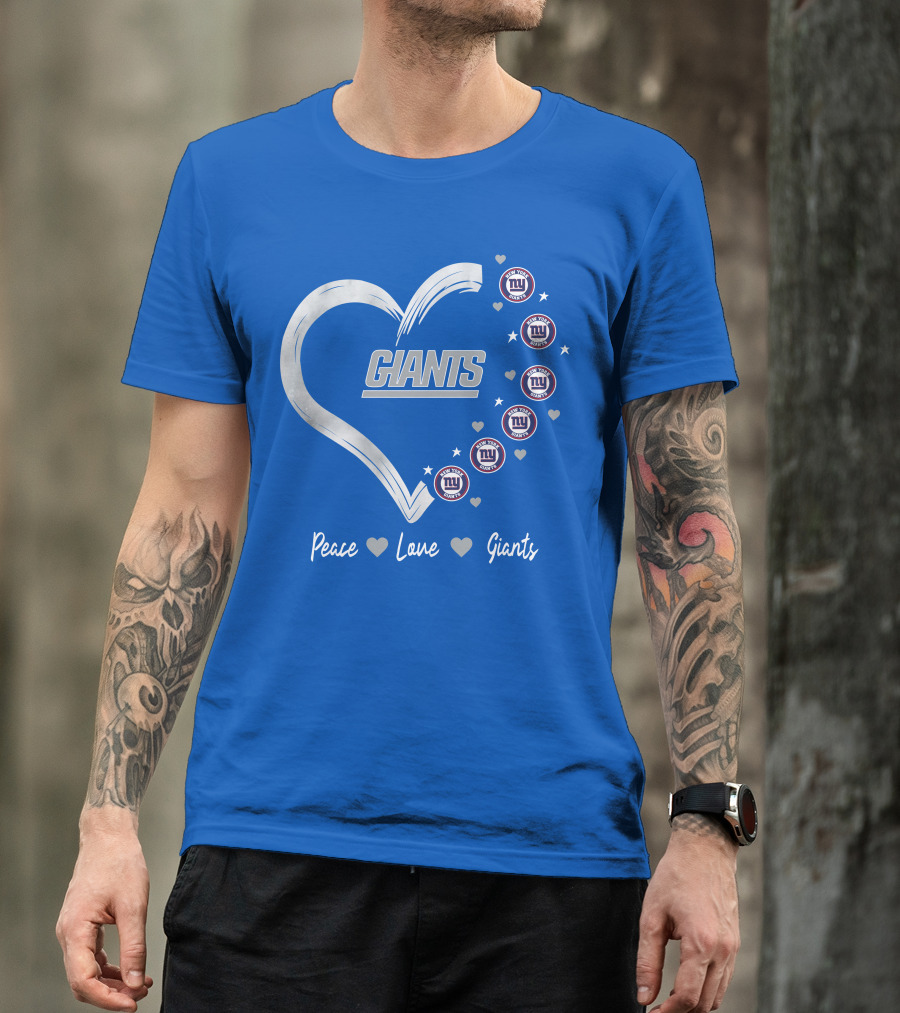 Peace Love Giants New York Giants Heart T-Shirt