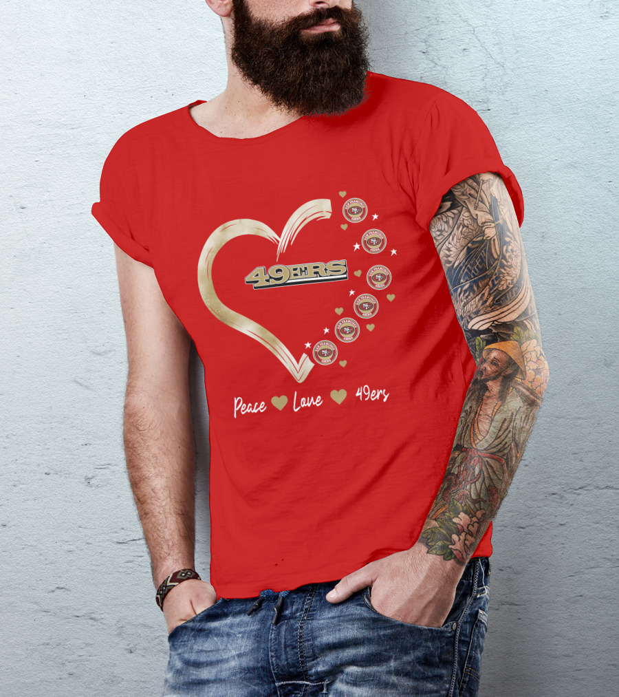 Peace Love Heart San Francisco 49ers Football Team T-Shirt