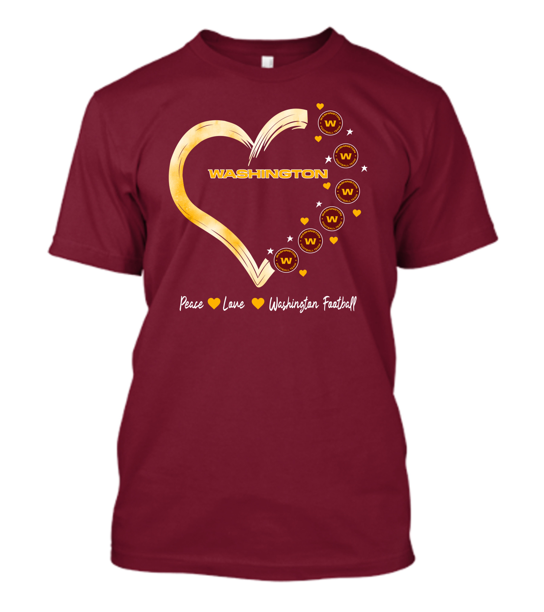 Peace Love Washington Heart And Team Circles T-Shirt