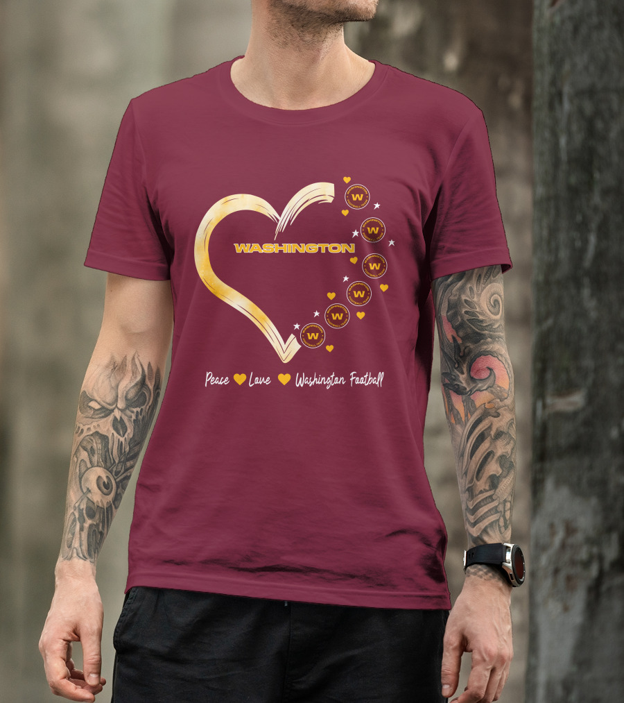 Peace Love Washington Heart And Team Circles T-Shirt