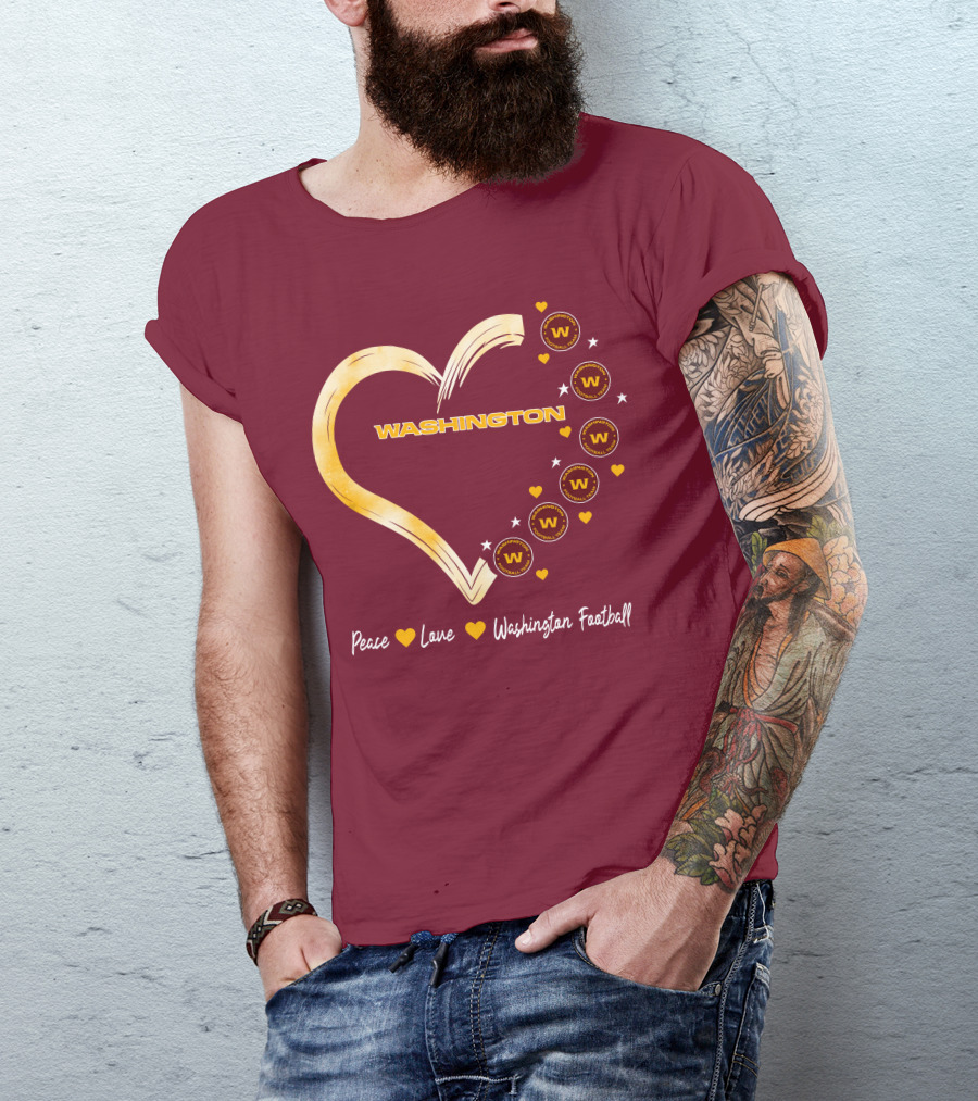 Peace Love Washington Heart And Team Circles T-Shirt