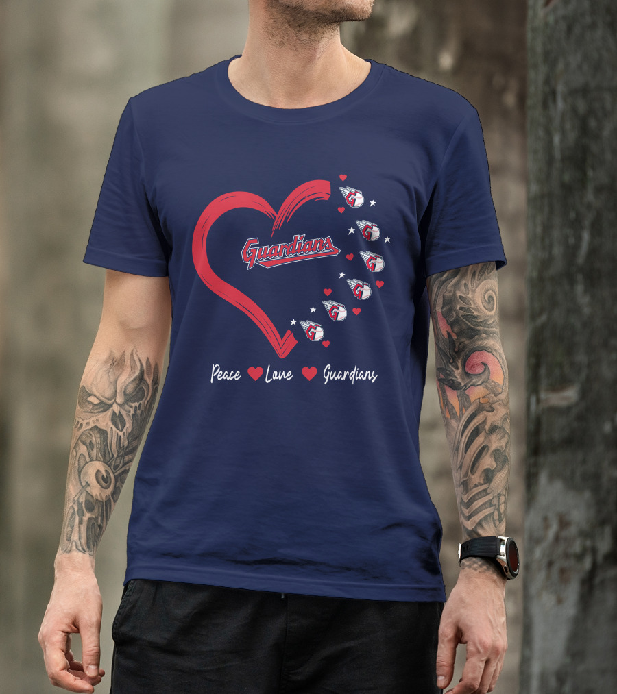 Peace Love Guardians Heart And Baseball T-Shirt