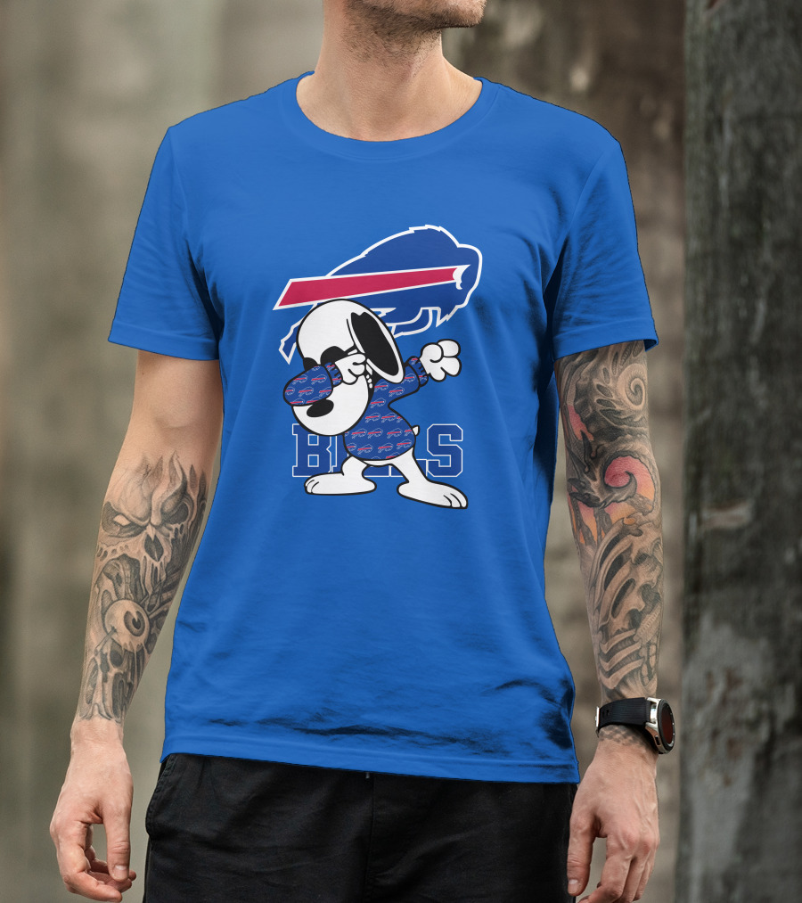 Buffalo Bills Snoopy Dabbing Bills Logo Football T-Shirt