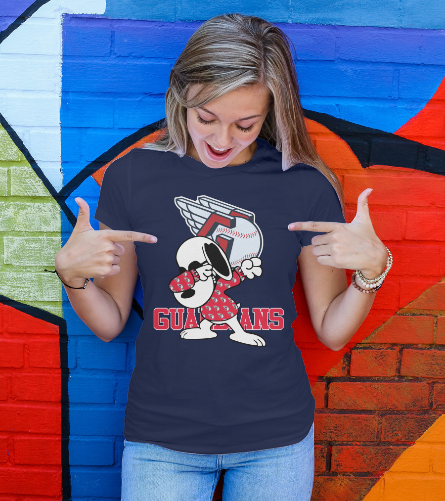 Cleveland Guardians Snoopy Dabbing Baseball T-Shirt