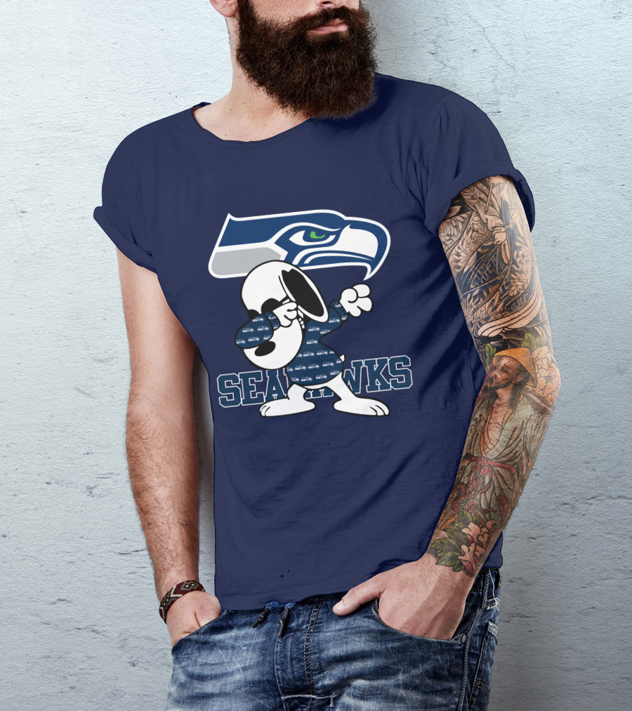 Seattle Seahawks Snoopy Dabbing NFL Team Fan Apparel Bowing Dance T-Shirt