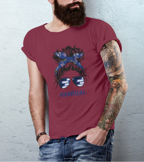 GIANTSLIFE Messy Bun Girl With New York Headband And Glasses T-Shirt
