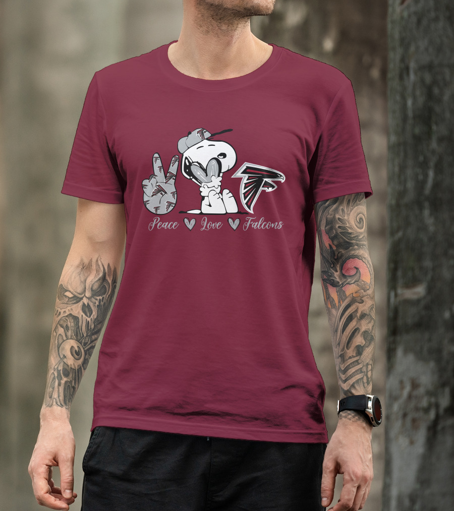 Snoopy Peace Love Falcons Atlanta Football T-Shirt