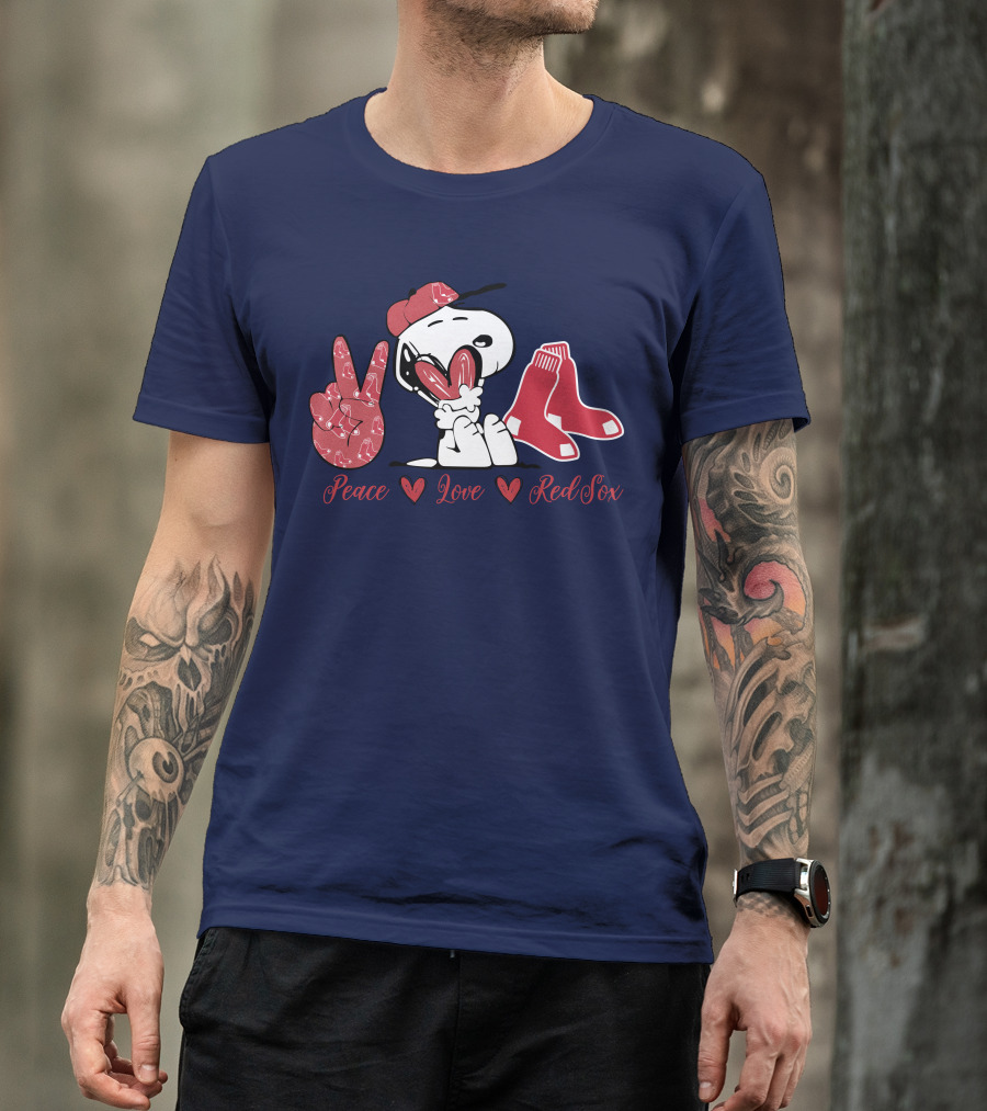 Peace Love Snoopy Red Sox T-Shirt
