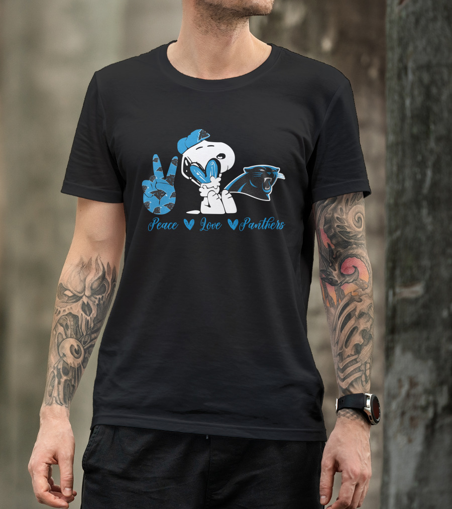 Peace Love Panthers Snoopy Carolina Panthers T-Shirt