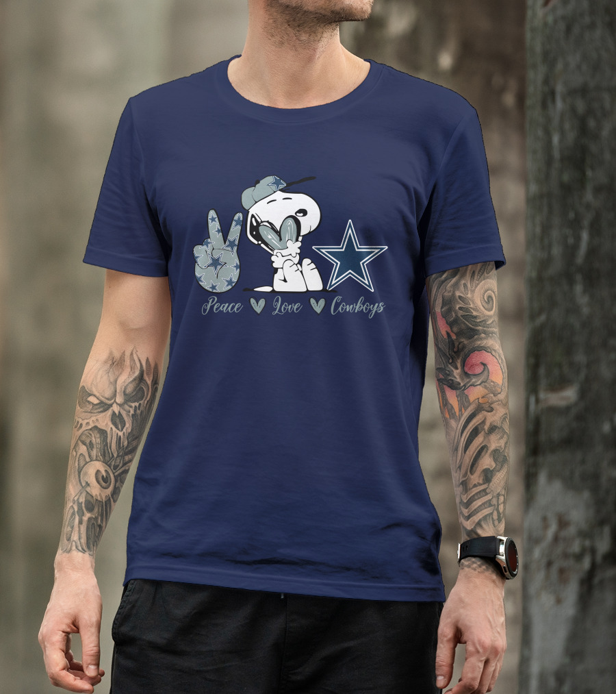 Peace Love Cowboys Snoopy Dallas Cowboys T-Shirt