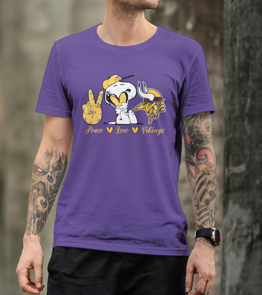 Peace Love Vikings Snoopy Minnesota T-Shirt