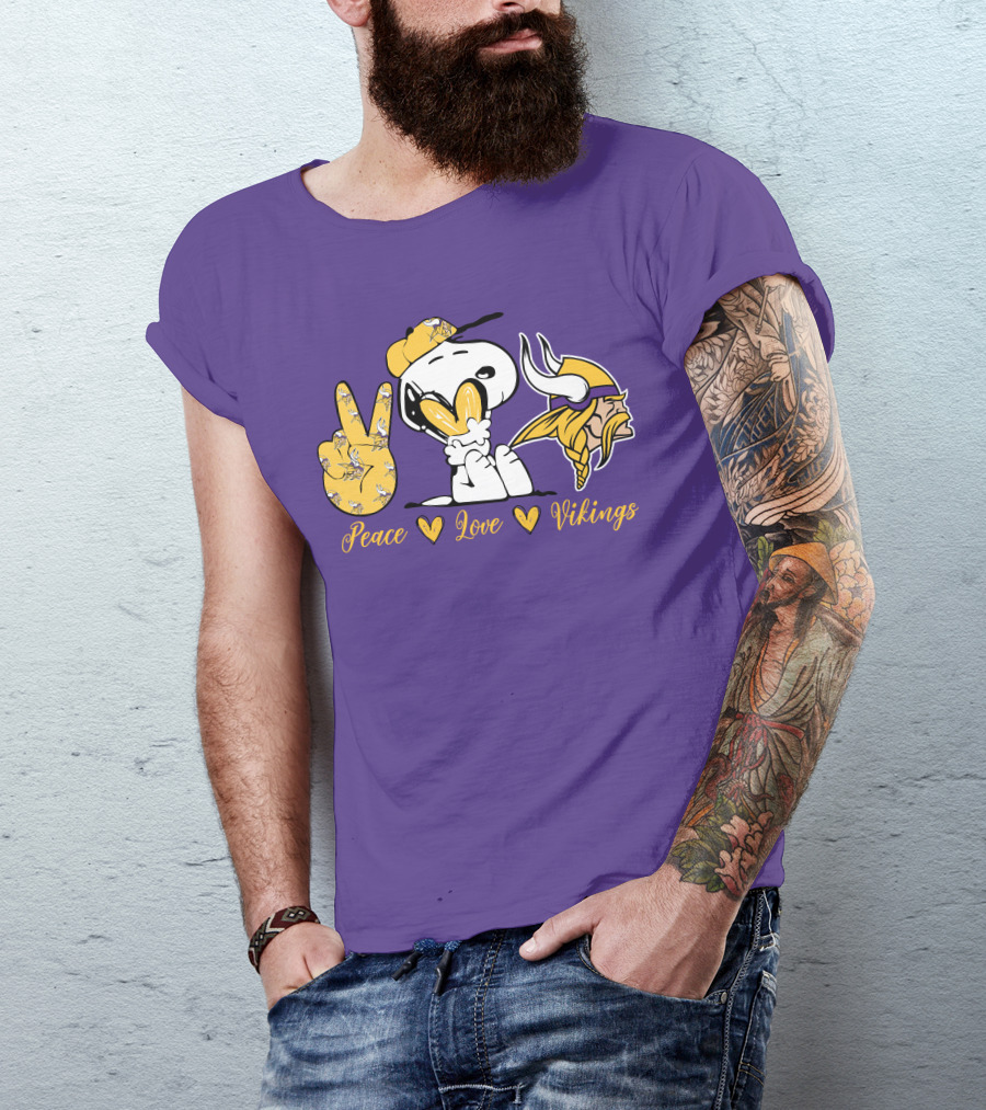 Peace Love Vikings Snoopy Minnesota T-Shirt