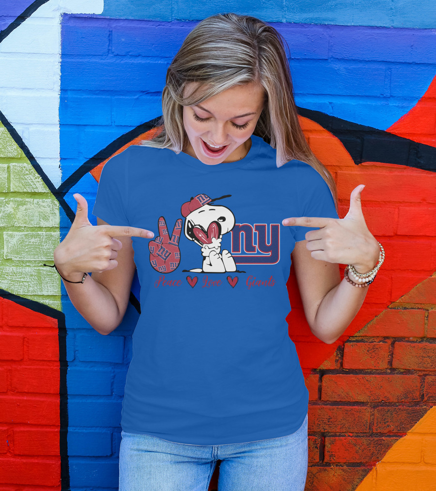 Peace Love New York Giants Snoopy Ny T-Shirt