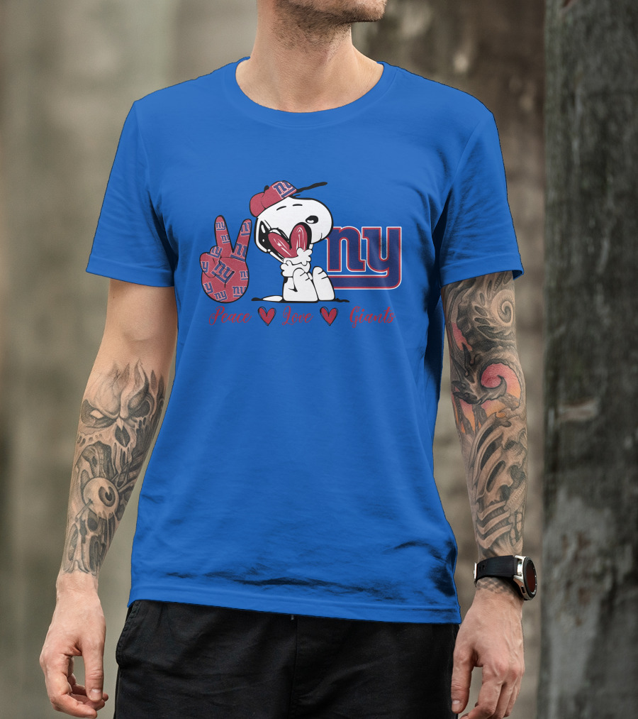 Peace Love New York Giants Snoopy Ny T-Shirt