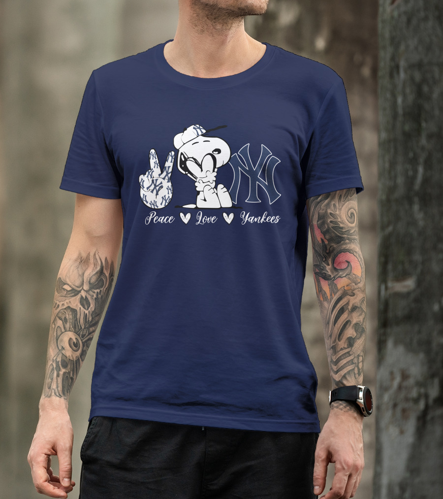 Peace Love Yankees Snoopy Ny Yankees T-Shirt