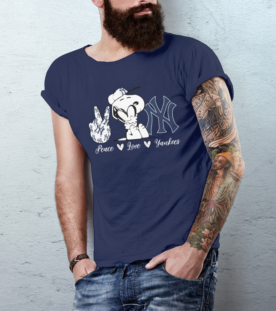 Peace Love Yankees Snoopy Ny Yankees T-Shirt