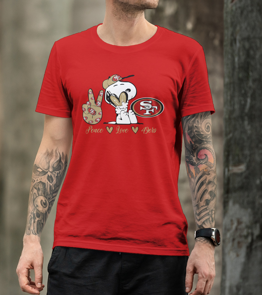 Snoopy Peace Love 49ers Sf T-Shirt