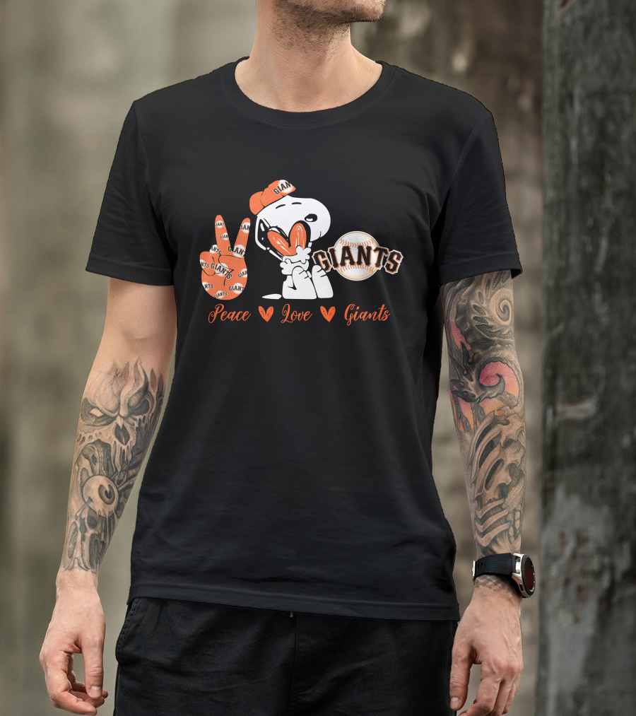 Peace Love Giants Snoopy Baseball Theme T-Shirt