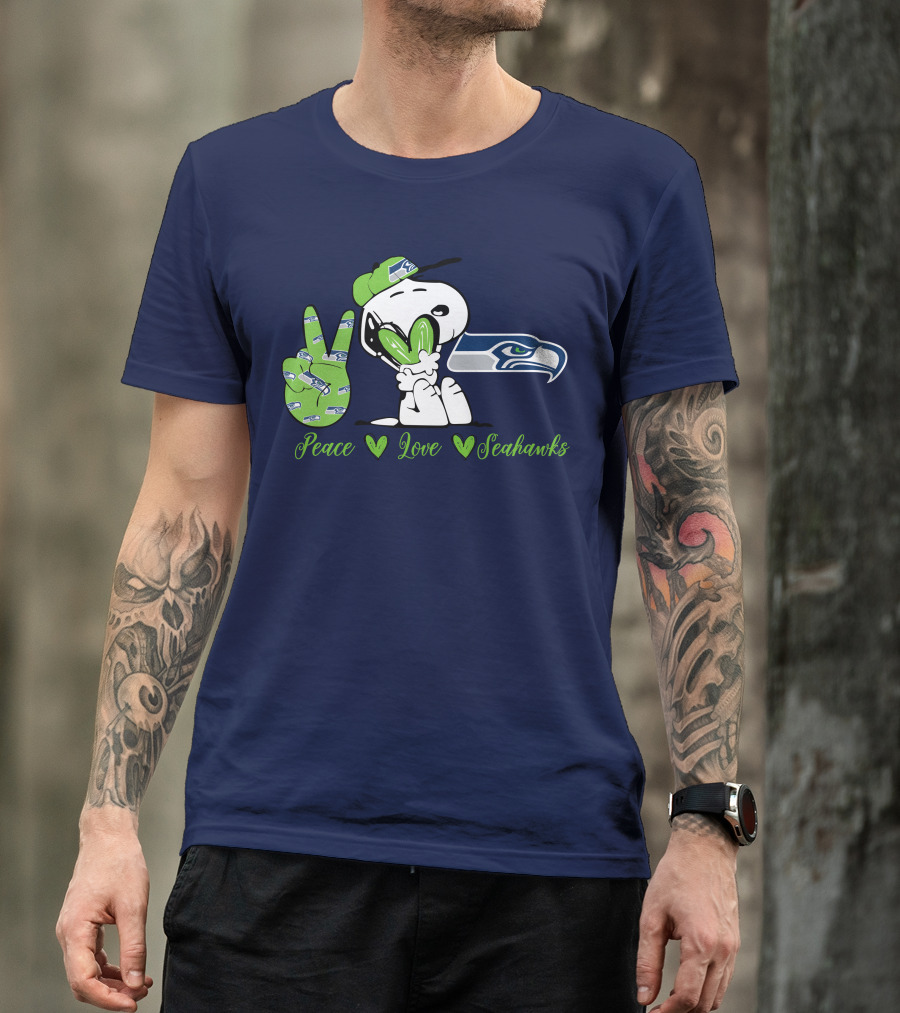 Snoopy Peace Love Seahawks T-Shirt