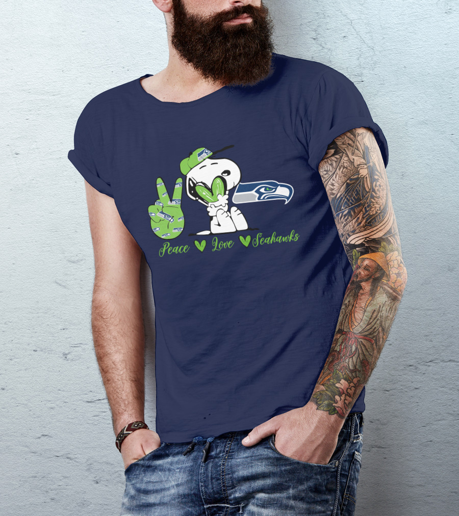 Snoopy Peace Love Seahawks T-Shirt
