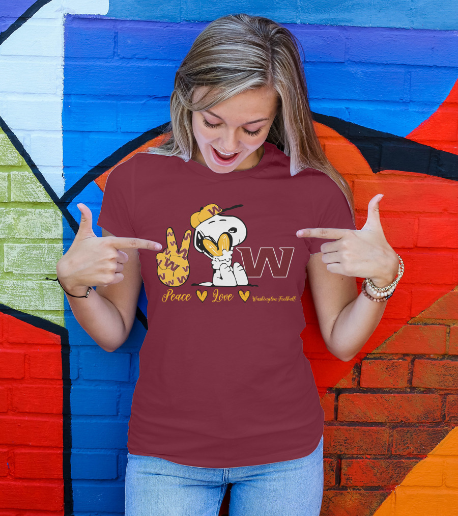 Peace Love Washington Football Snoopy W T-Shirt