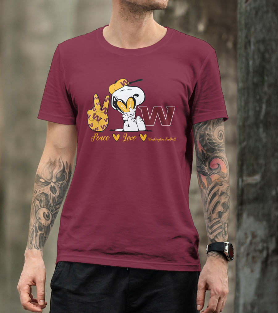 Peace Love Washington Football Snoopy W T-Shirt