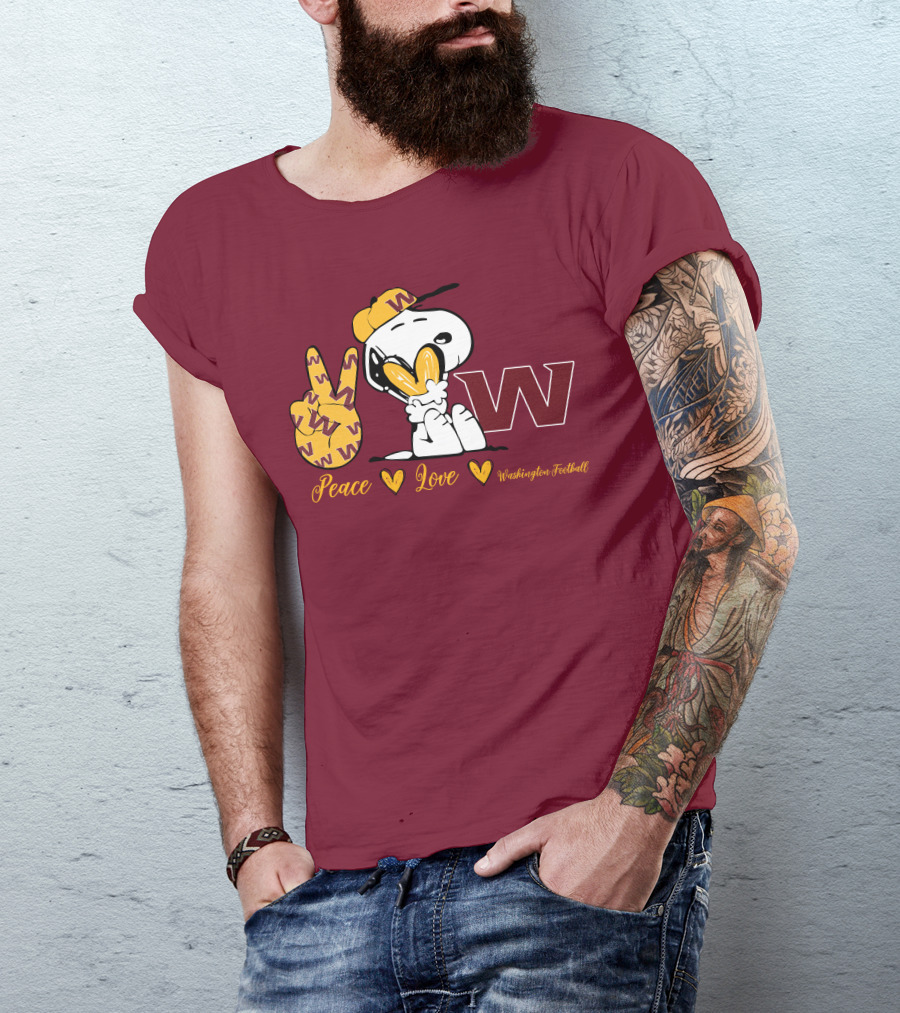 Peace Love Washington Football Snoopy W T-Shirt