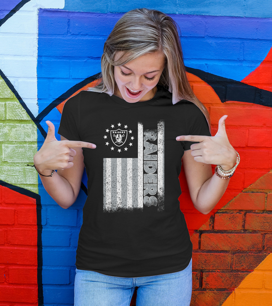 Las Vegas Raiders American Flag Stars And Stripes Logo Edition T-Shirt