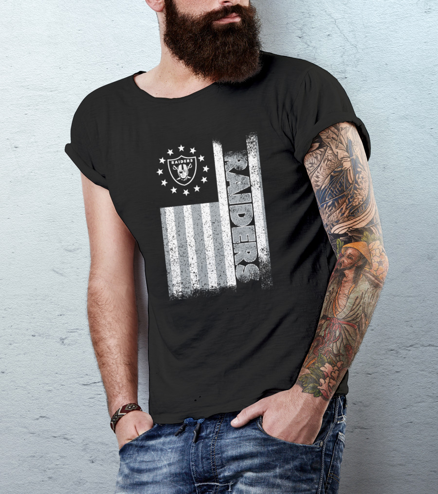 Las Vegas Raiders American Flag Stars And Stripes Logo Edition T-Shirt