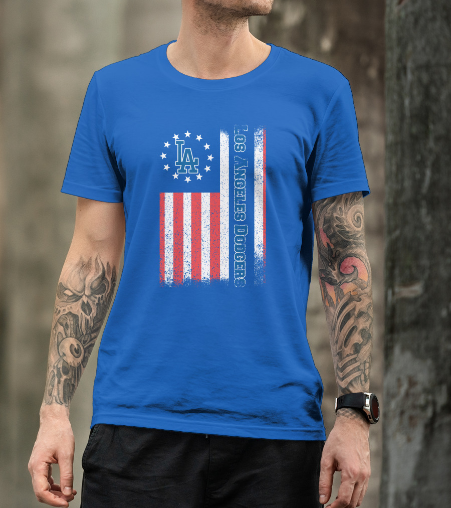 Los Angeles Dodgers American Flag La Logo Patriotic Stars And Stripes T-Shirt
