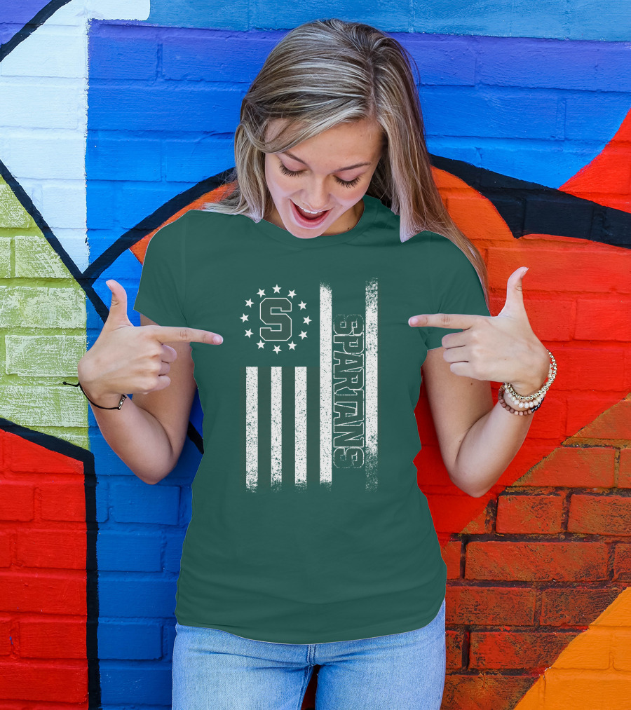 Michigan State Spartans S Logo Flag T-Shirt