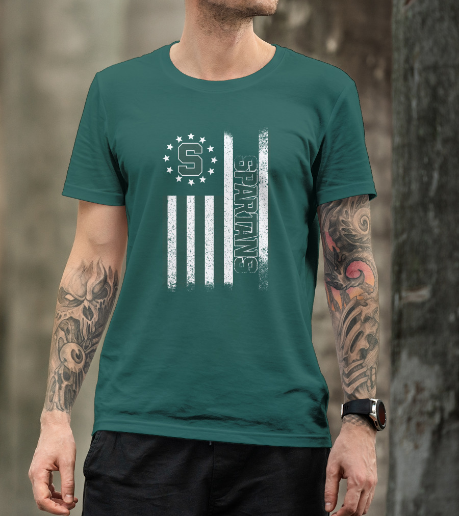 Michigan State Spartans S Logo Flag T-Shirt